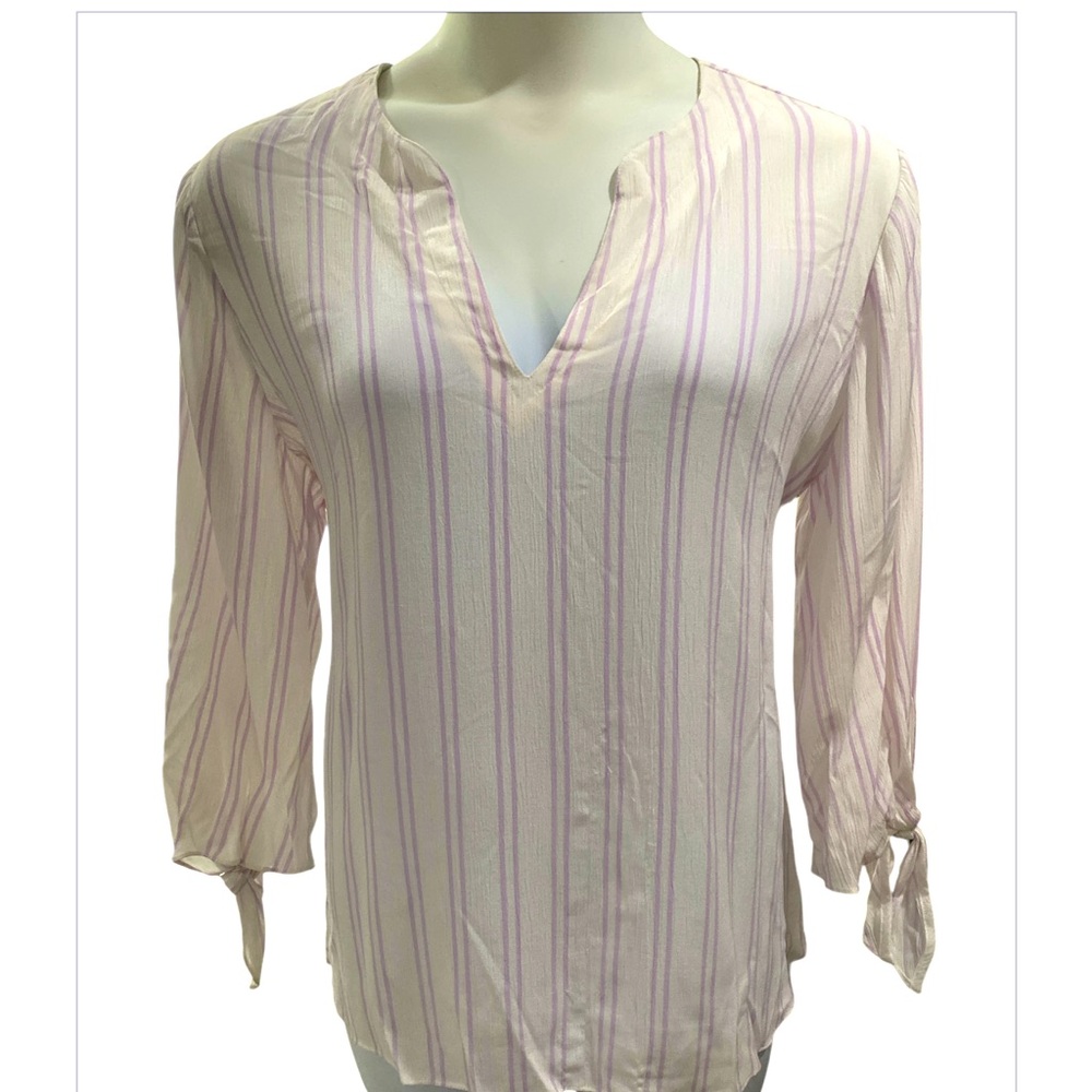 19) Michael Kor’s Women's Striped Blouse - Cream and Purple